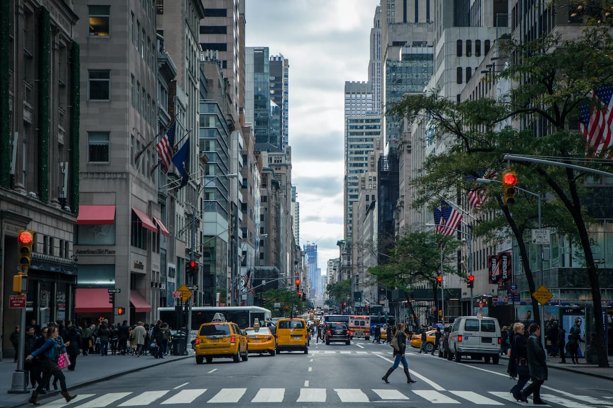 A photo of a busy street in New York City.