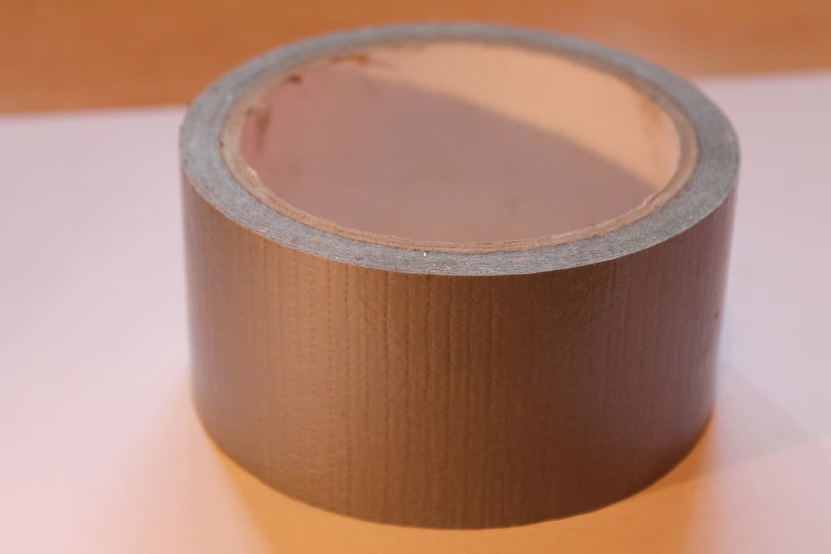 Close-up photo of duct tape on the table. 