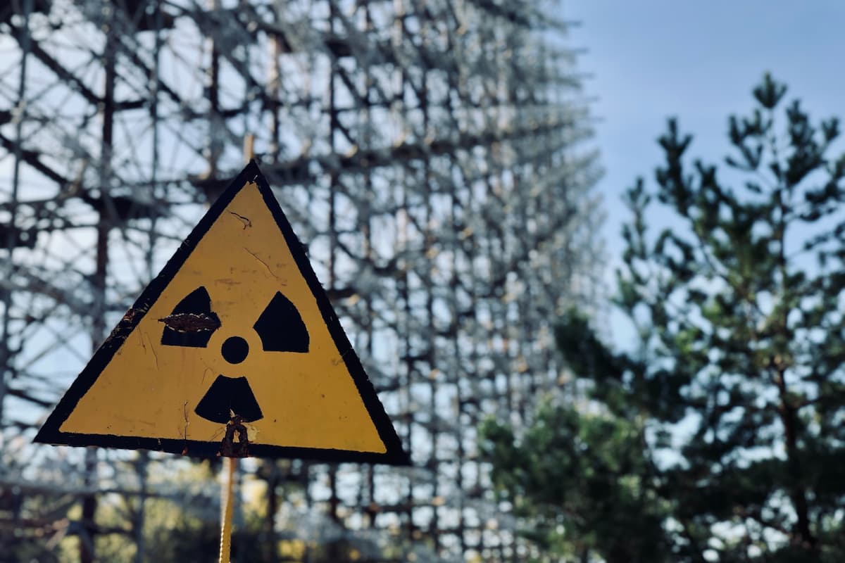 Photo of a radiation warning sign. 